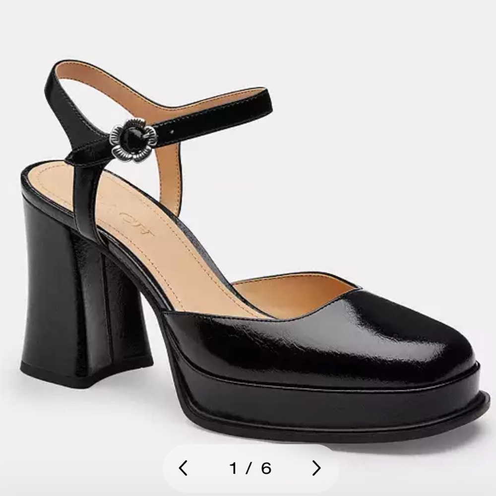 Coach Black Patent Leather Platform Mary Jane Heels